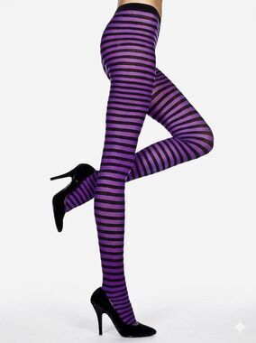 🔹️NWT Purple & Black Stripe Tights Adult One Size